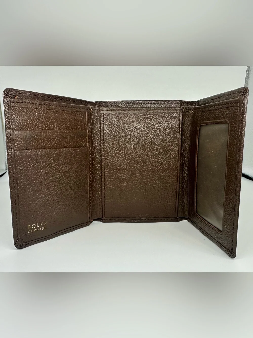 Rolf’s Genuine Cowhide Brown Leather Trifold Wallet Men’s
